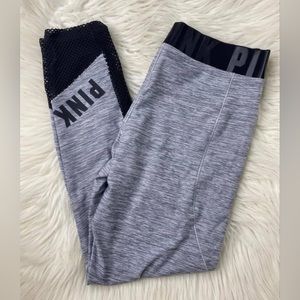 Gray Marl Victoria Secret PINK Ultimate Mesh Ankle Leggings